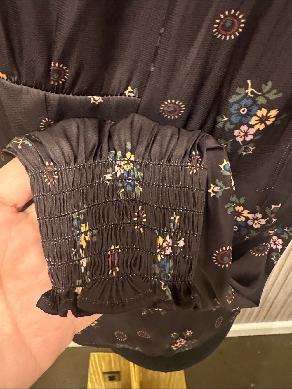 Paige Floral Ruffle Blouse Small Dark Academia Long Sleeve Top - Picture 5 of 8